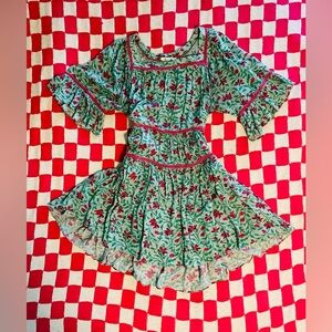 Celina Moon Flowy Floral Fairy Boho Indie Tiered Mini Dress